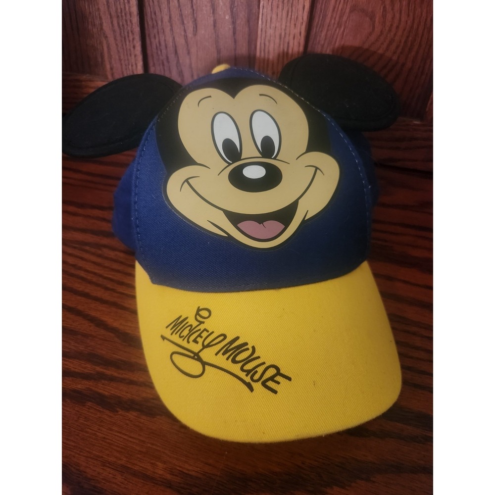 Disney‎ World MICKEY MOUSE Baseball Cap Hat with Ears Youth Blue And Yellow Hat - Picture 2 of 4
